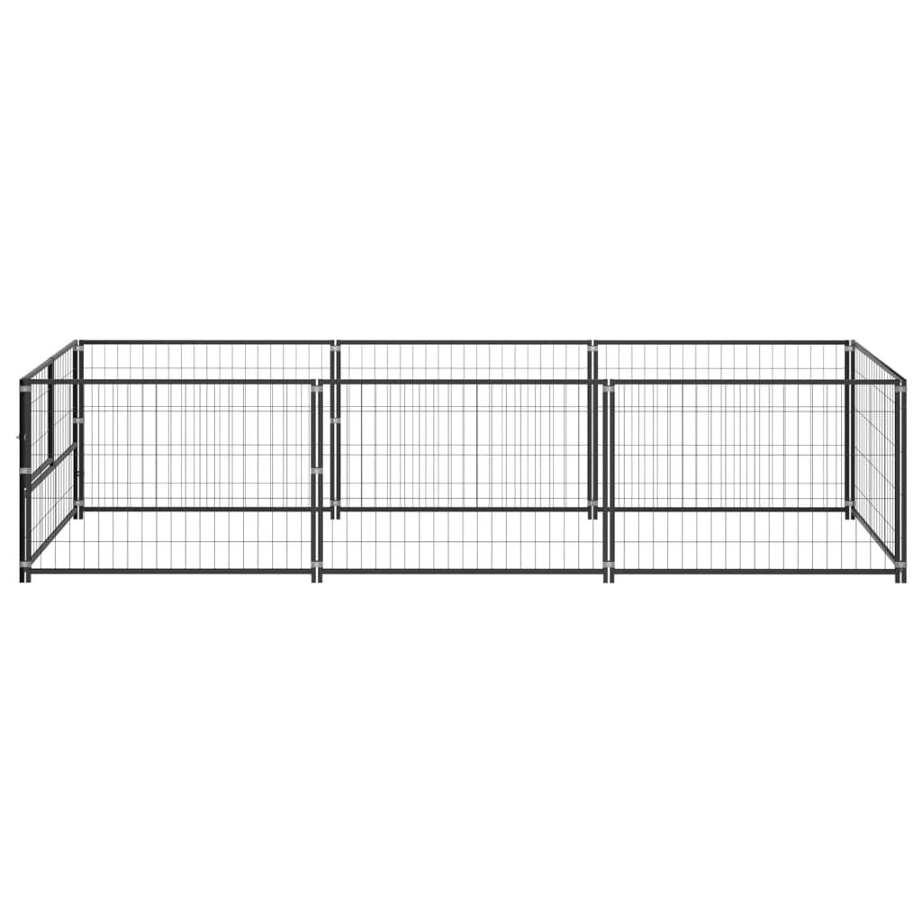Hondenkennel 3 m² staal zwart 300 x 100 x 70 cm Zwart