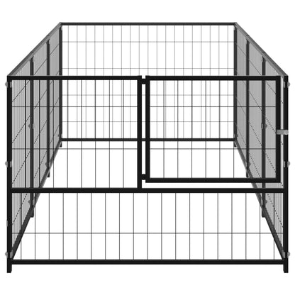 Hondenkennel 3 m² staal zwart 300 x 100 x 70 cm Zwart