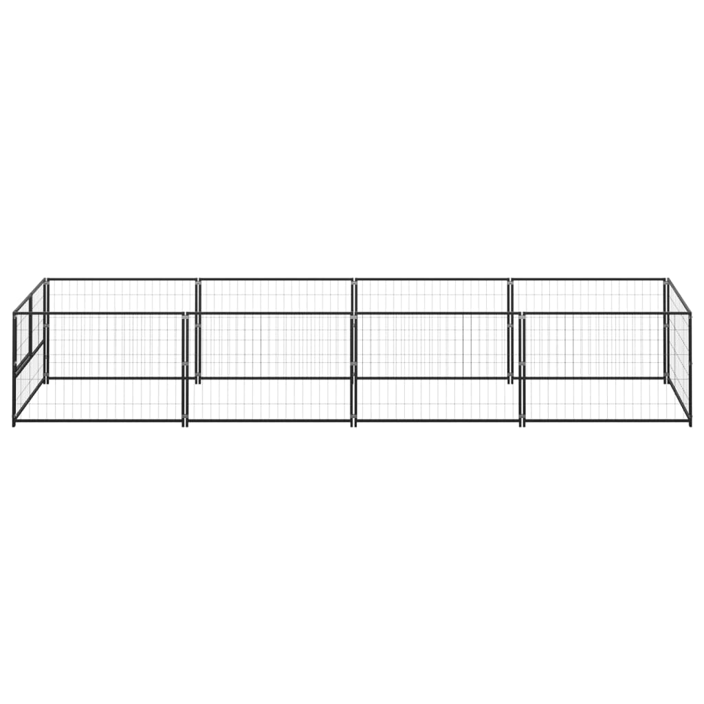 Hondenkennel 4 m² staal zwart 400 x 100 x 70 cm Zwart