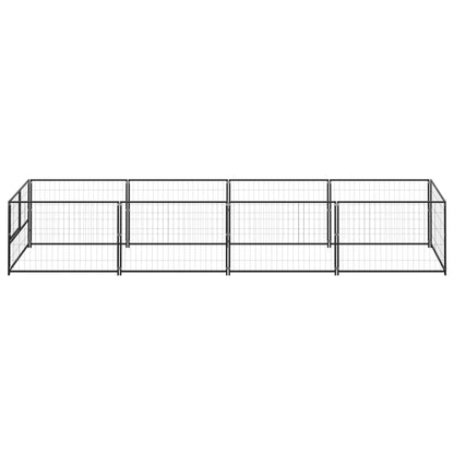 Hondenkennel 4 m² staal zwart 400 x 100 x 70 cm Zwart