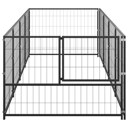 Hondenkennel 4 m² staal zwart 400 x 100 x 70 cm Zwart