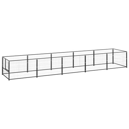 Hondenkennel 5 m² staal zwart 500 x 100 x 70 cm Zwart