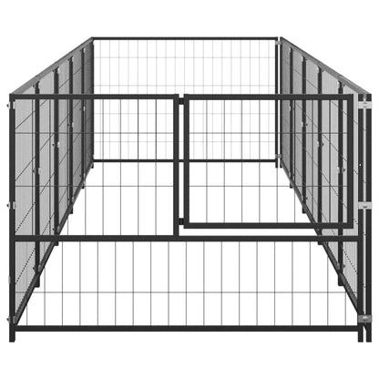 Hondenkennel 5 m² staal zwart 500 x 100 x 70 cm Zwart