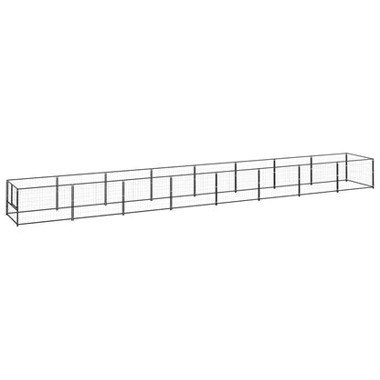 Hondenkennel 8 m² staal zwart 800 x 100 x 70 cm Zwart
