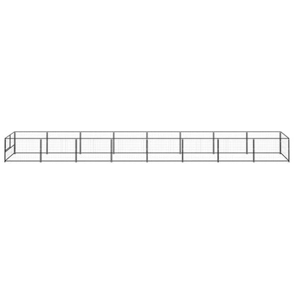 Hondenkennel 8 m² staal zwart 800 x 100 x 70 cm Zwart