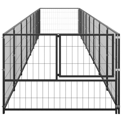 Hondenkennel 8 m² staal zwart 800 x 100 x 70 cm Zwart