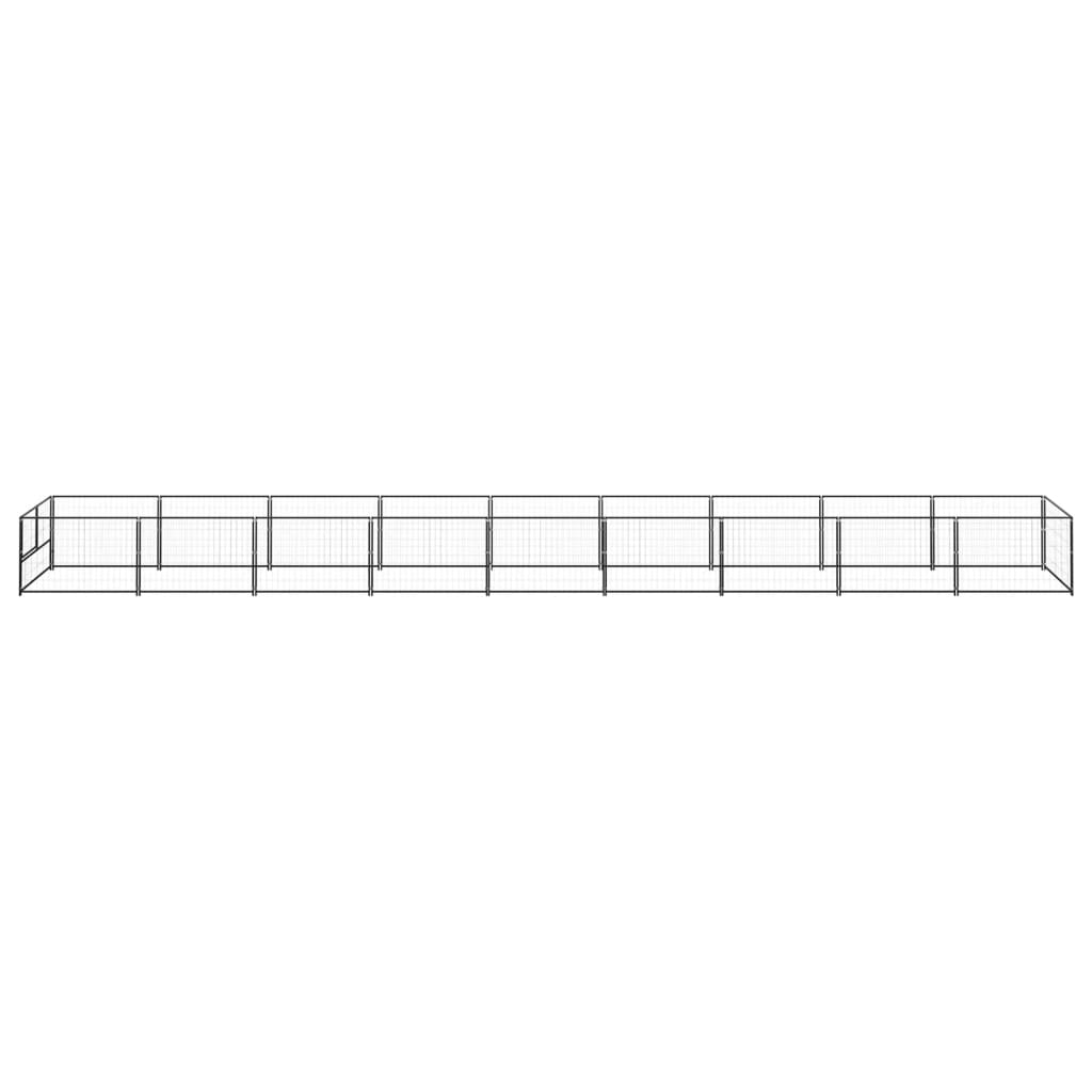 Hondenkennel 9 m² staal zwart 900 x 100 x 70 cm Zwart