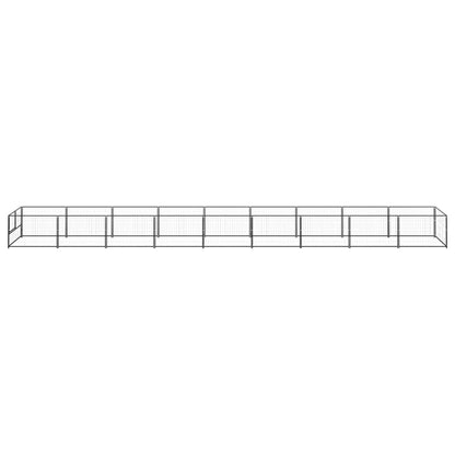 Hondenkennel 9 m² staal zwart 900 x 100 x 70 cm Zwart