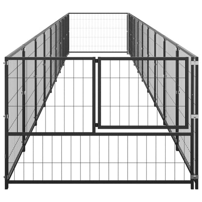 Hondenkennel 9 m² staal zwart 900 x 100 x 70 cm Zwart