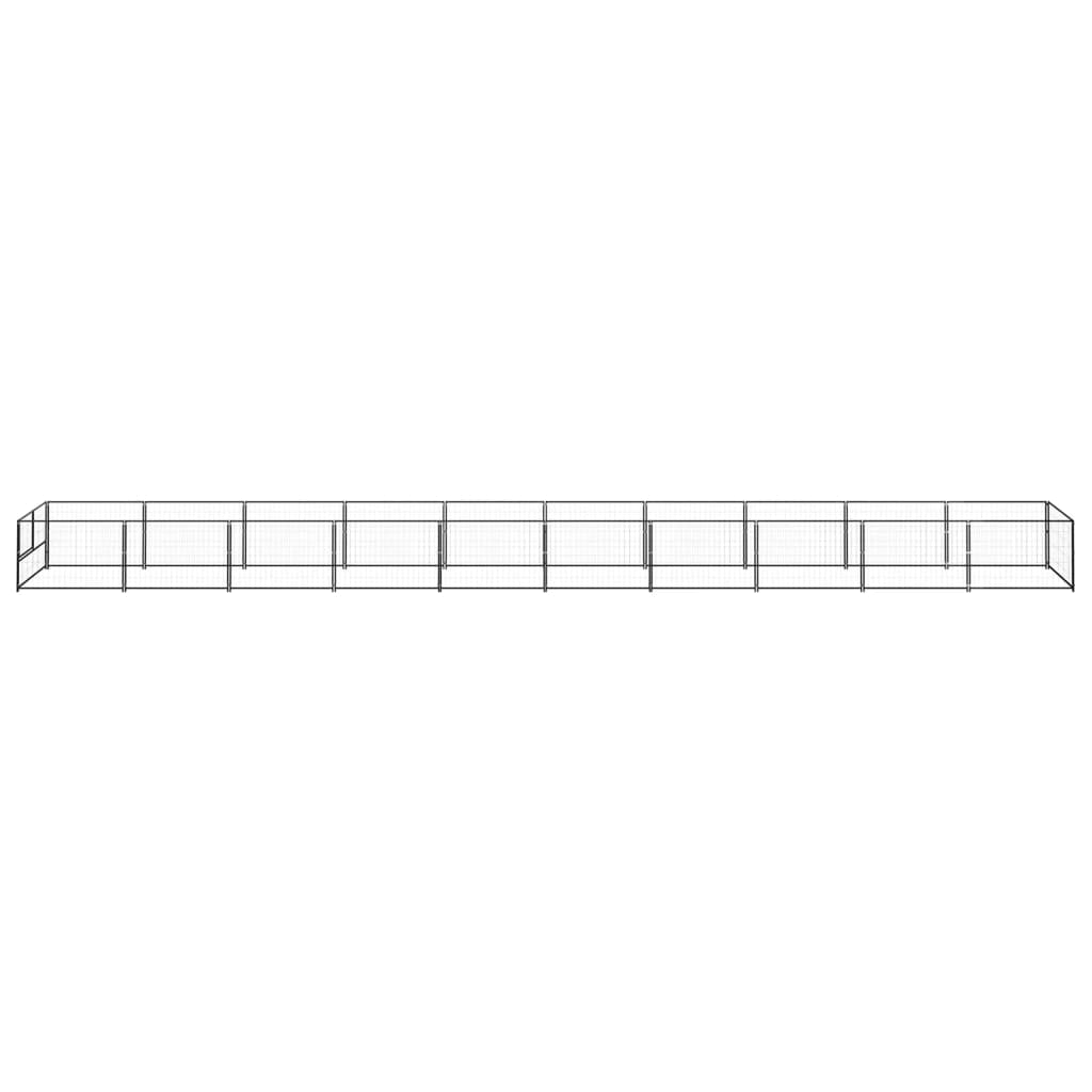 Hondenkennel 10 m² staal zwart 1000 x 100 x 70 cm Zwart