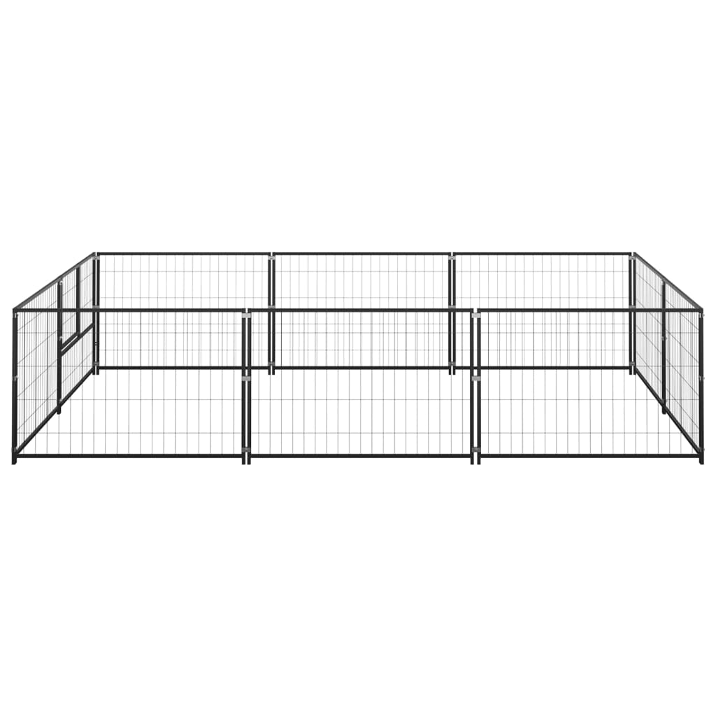Hondenkennel 6 m² staal zwart 300 x 200 x 70 cm Zwart