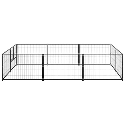 Hondenkennel 6 m² staal zwart 300 x 200 x 70 cm Zwart
