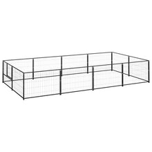 Hondenkennel 8 m² staal zwart 400 x 200 x 70 cm Zwart