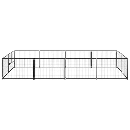 Hondenkennel 8 m² staal zwart 400 x 200 x 70 cm Zwart