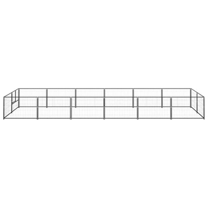 Hondenkennel 12 m² staal zwart 600 x 200 x 70 cm Zwart