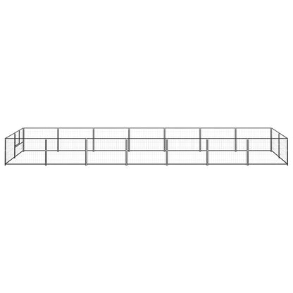 Hondenkennel 14 m² staal zwart 700 x 200 x 70 cm Zwart