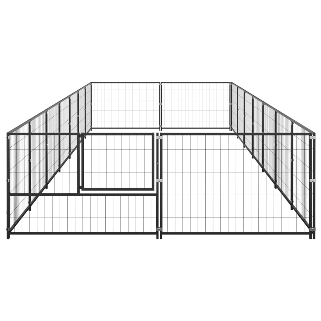 Hondenkennel 14 m² staal zwart 700 x 200 x 70 cm Zwart