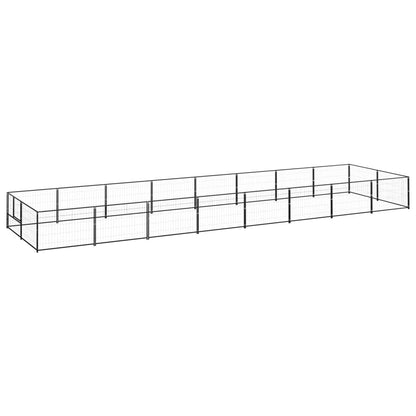 Hondenkennel 16 m² staal zwart 800 x 200 x 70 cm Zwart