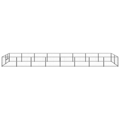 Hondenkennel 16 m² staal zwart 800 x 200 x 70 cm Zwart