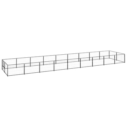 Hondenkennel 18 m² staal zwart 900 x 200 x 70 cm Zwart
