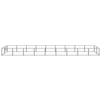 Hondenkennel 18 m² staal zwart 900 x 200 x 70 cm Zwart