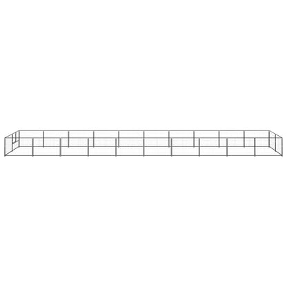 Hondenkennel 20 m² staal zwart 1000 x 200 x 70 cm Zwart