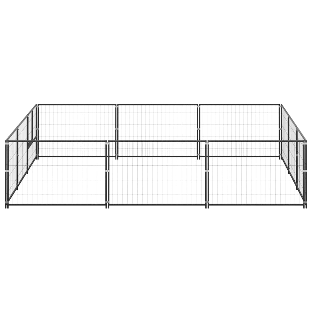Hondenkennel 9 m² staal zwart 300 x 300 x 70 cm Zwart
