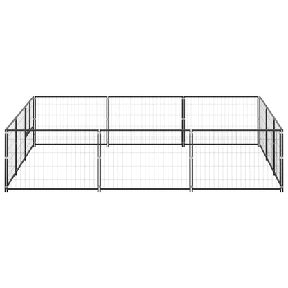 Hondenkennel 9 m² staal zwart 300 x 300 x 70 cm Zwart