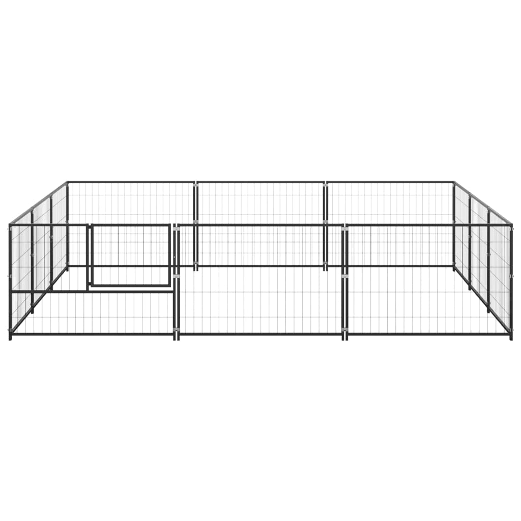 Hondenkennel 9 m² staal zwart 300 x 300 x 70 cm Zwart