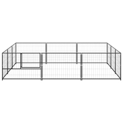 Hondenkennel 9 m² staal zwart 300 x 300 x 70 cm Zwart
