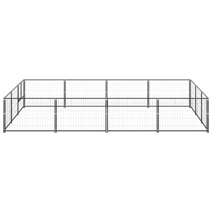 Hondenkennel 12 m² staal zwart 400 x 300 x 70 cm Zwart
