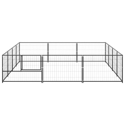 Hondenkennel 12 m² staal zwart 400 x 300 x 70 cm Zwart