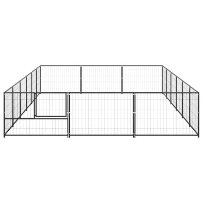 Hondenkennel 18 m² staal zwart 600 x 300 x 70 cm Zwart