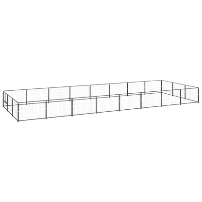 Hondenkennel 24 m² staal zwart 800 x 300 x 70 cm Zwart