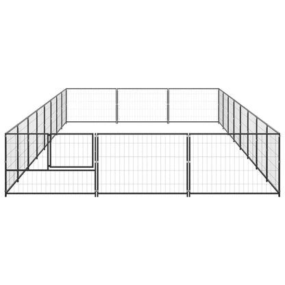 Hondenkennel 24 m² staal zwart 800 x 300 x 70 cm Zwart