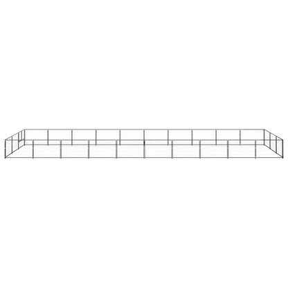 Hondenkennel 30 m² staal zwart 1000 x 300 x 70 cm Zwart