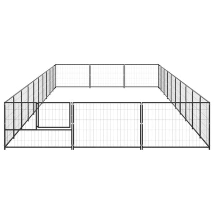 Hondenkennel 30 m² staal zwart 1000 x 300 x 70 cm Zwart