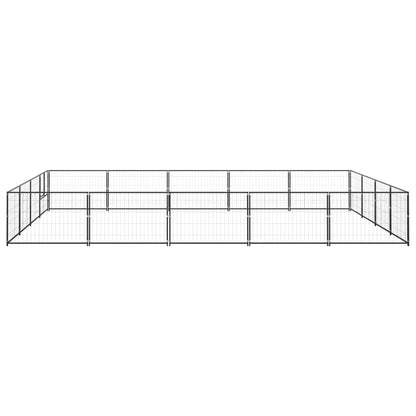 Hondenkennel 20 m² staal zwart 500 x 400 x 70 cm Zwart
