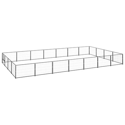 Hondenkennel 28 m² staal zwart 700 x 400 x 70 cm Zwart