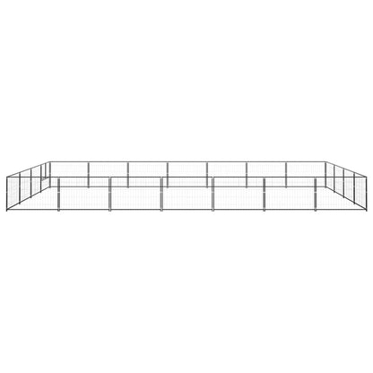 Hondenkennel 28 m² staal zwart 700 x 400 x 70 cm Zwart
