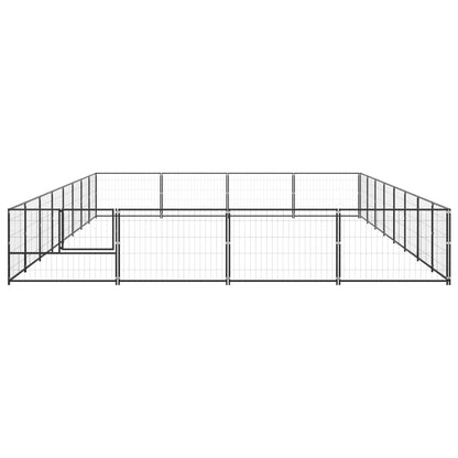 Hondenkennel 32 m² staal zwart 800 x 400 x 70 cm Zwart