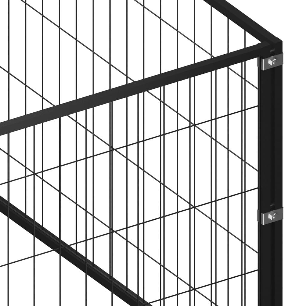 Hondenkennel 32 m² staal zwart 800 x 400 x 70 cm Zwart