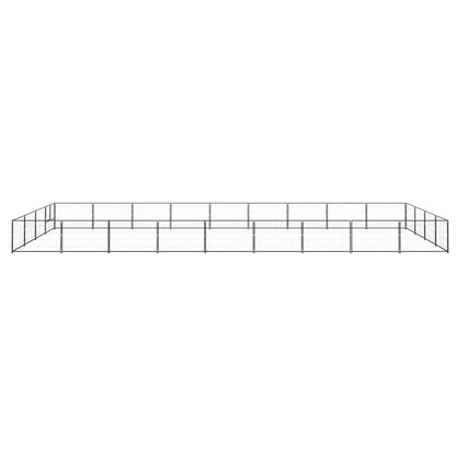Hondenkennel 36 m² staal zwart 900 x 400 x 70 cm Zwart