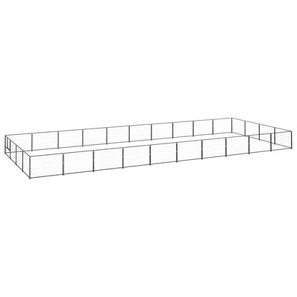 Hondenkennel 40 m² staal zwart 1000 x 400 x 70 cm Zwart