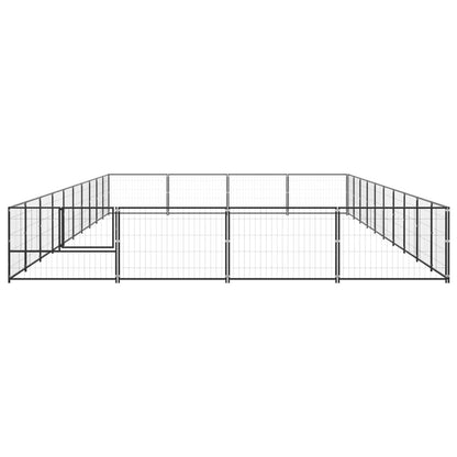 Hondenkennel 40 m² staal zwart 1000 x 400 x 70 cm Zwart