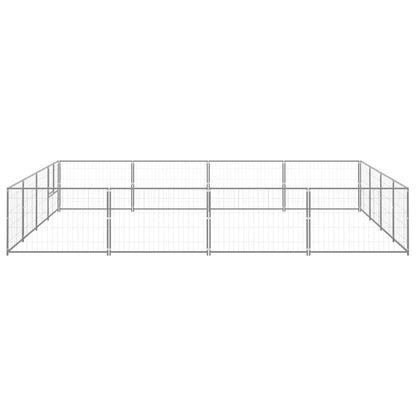 Hondenkennel 16 m² staal zilverkleurig 400 x 400 x 70 cm Zilver