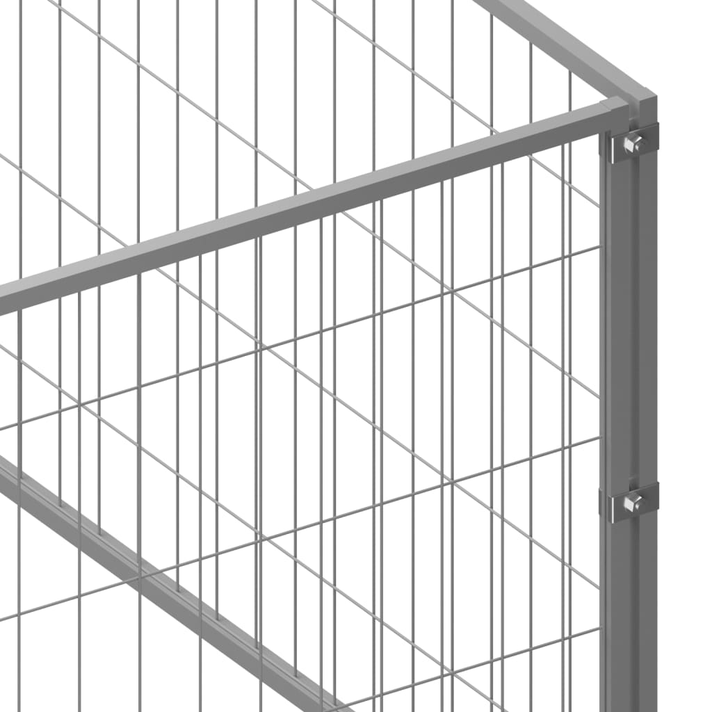 Hondenkennel 16 m² staal zilverkleurig 400 x 400 x 70 cm Zilver