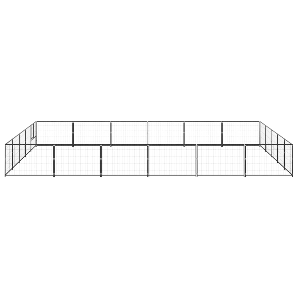 Hondenkennel 30 m² staal zwart 600 x 500 x 70 cm Zwart