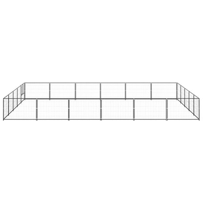 Hondenkennel 30 m² staal zwart 600 x 500 x 70 cm Zwart