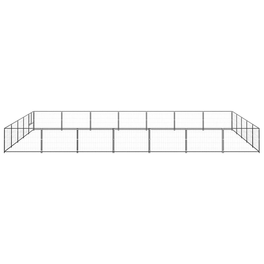 Hondenkennel 35 m² staal zwart 700 x 500 x 70 cm Zwart